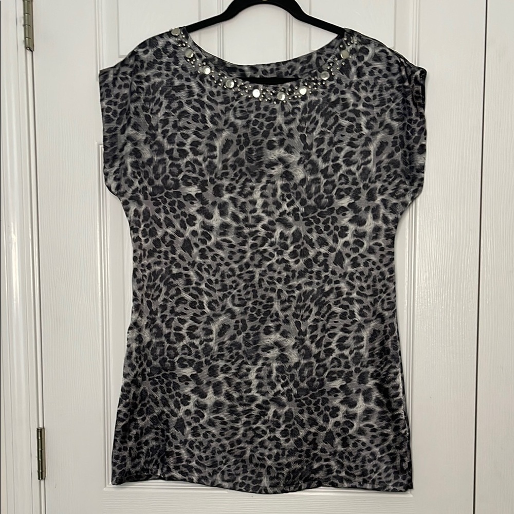 Gray Animal Print Mini Dress or Tunic Top